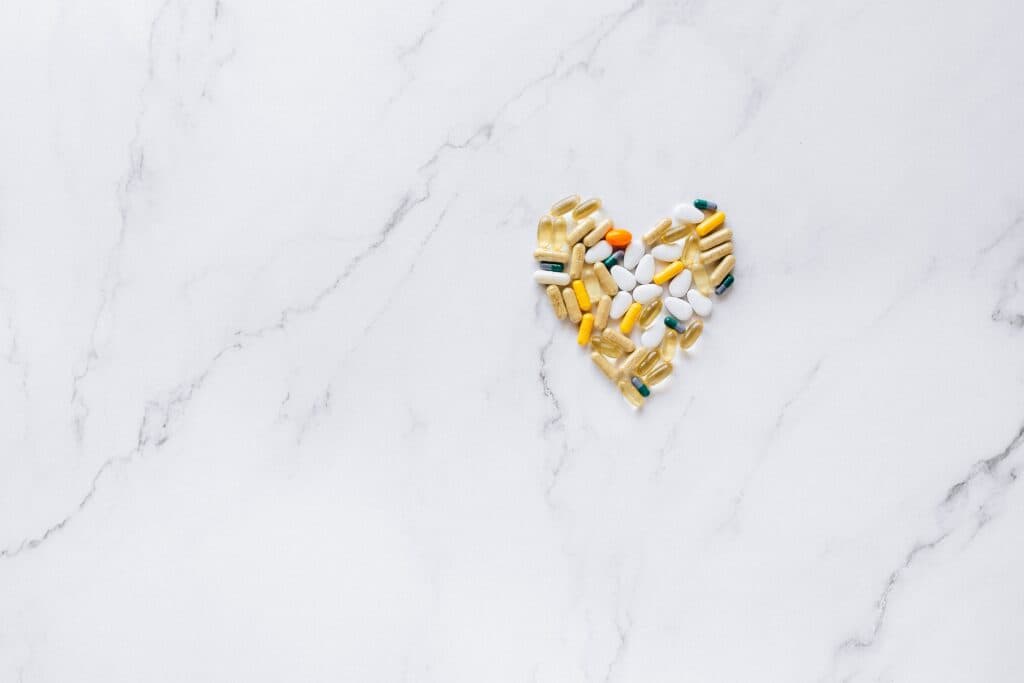 Pills in a heart shape